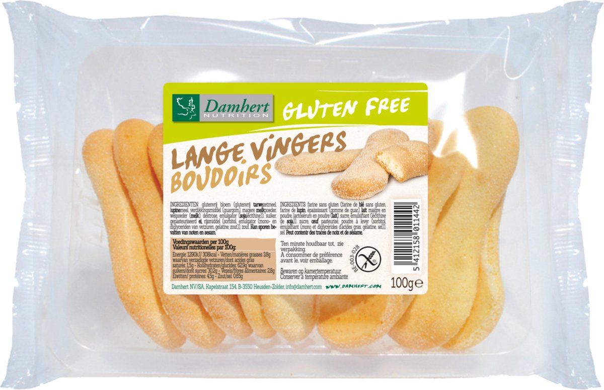 Goedkoopste Damhert Lange vingers koekje glutenvrij 100 gram