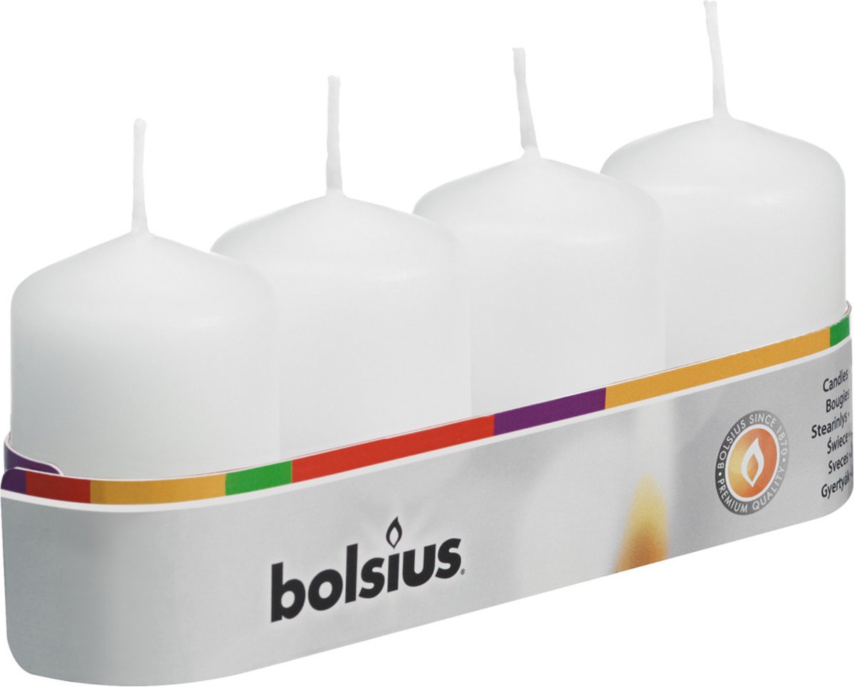Bolsius stompkaars 60/40 4st WIT