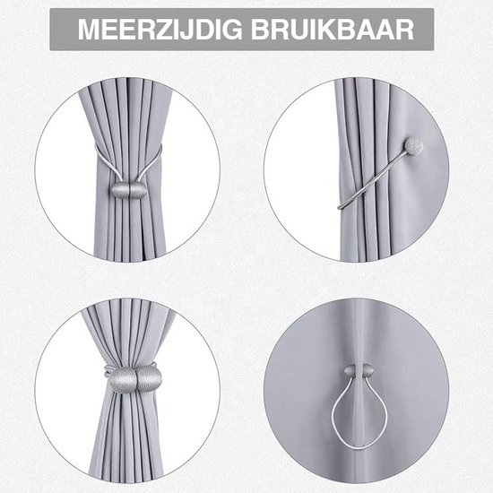 Gardinia Gordijnhouder Cirkels Met Magnetische Sluiting, Gordijnhouders Voor Gordijnen, 14,5 X 6 Cm Metaal Zwart