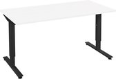 Bureau réglable (réglable en hauteur) - plateau blanc - base noire - 200 x 80 - NOUVEAU - bureau réglable en hauteur - bureau de jeu - table d'ordinateur - travail à domicile