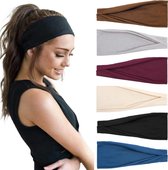 BOTC Haarband - 6 Stuks Vouwen Haarbanden Set - 23*10CM - Dames haarbanden - 6 kleuren mixen - Sport Yoga Haarbanden