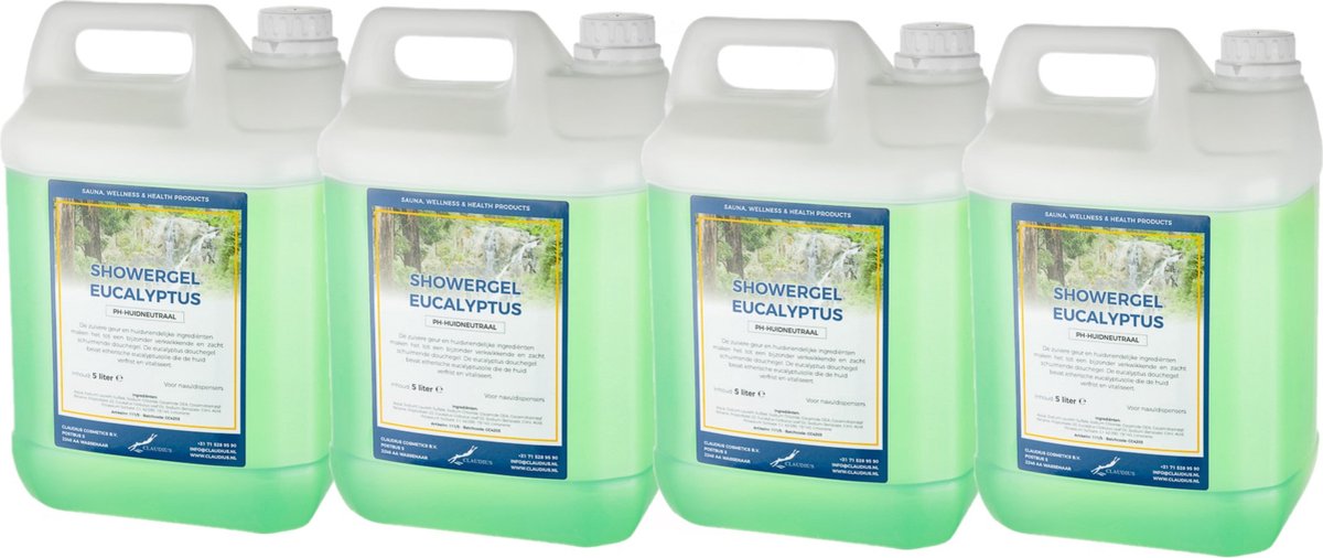 Goedkoopste Douchegel Eucalyptus 5 Liter - set van 4 stuks - Showergel - Navulling