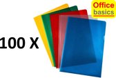 100 x Insteekmap - Zichtmap Office Basics - A4 - 5 kleuren