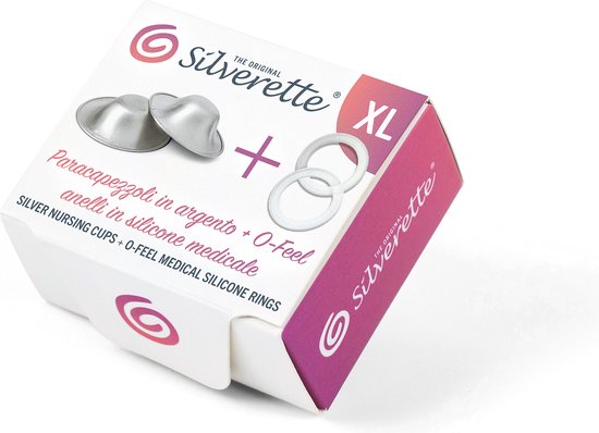 Tepelhoedje - Silverette® Tepelkapjes | XL + O-FEEL™ Ringen | Originele Zilveren Tepelhoedjes | Klinisch Getest | 925 Zilver
