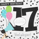 Depesche - Cijferkaart met muziek, vierkant met de tekst "17 - Happy Birthday - Tijd voor een FEESTJE!" - mot. 027
