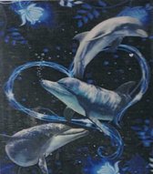 Diamond Painting Volwassenen - Dolfijnen - 50x60cm - Ronde Steentjes - Valentijn - Hart - Liefde