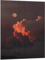 Vlag - Maan bij Wolken - 75x100 cm Foto op Polyester Vlag