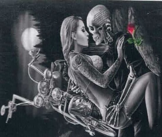 Peinture de diamants Adultes - Crâne - Amour - Harley - 40x50cm - Pierres Rondes - Crâne d'Amour - Harley - Harley Davidson