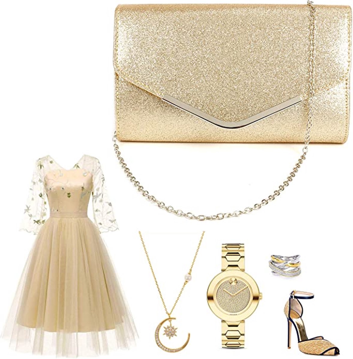 CORIOS Fluwelen avondtas voor vrouwen, glitter clutch CORIOS Fluwelen avondtas voor vrouwen, glitter clutch