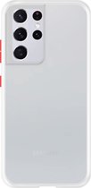 Telefoonglaasje Hoesje Geschikt voor Samsung Galaxy S21 Ultra - Kunststof - Wit Transparant - Beschermhoes - Case - Cover