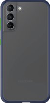 Telefoonglaasje Hoesje Geschikt voor Samsung Galaxy S21 - Kunststof - Blauw Transparant - Beschermhoes - Case - Cover
