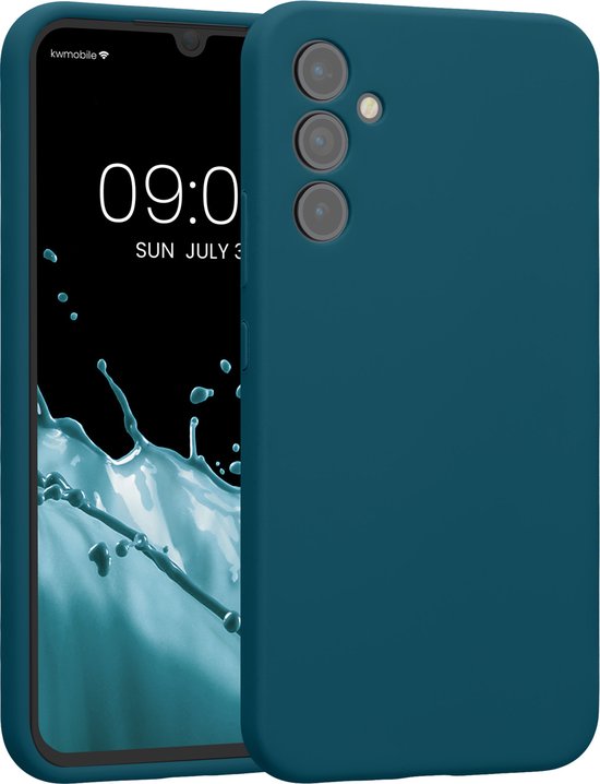 kwmobile telefoonhoesje geschikt voor Samsung Galaxy A34 5G - TPU backcover met siliconen coating - Smartphone case in mat petrol