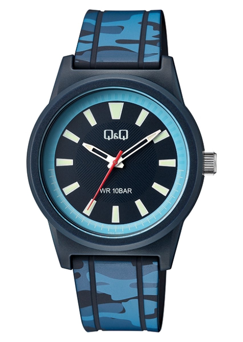 QQ-Horloge-Jongens-Mannen-Analoog-Waterdicht-10BAR-Zwemmen-Sporten-Rubber band-Sportief-40MM-Blauw