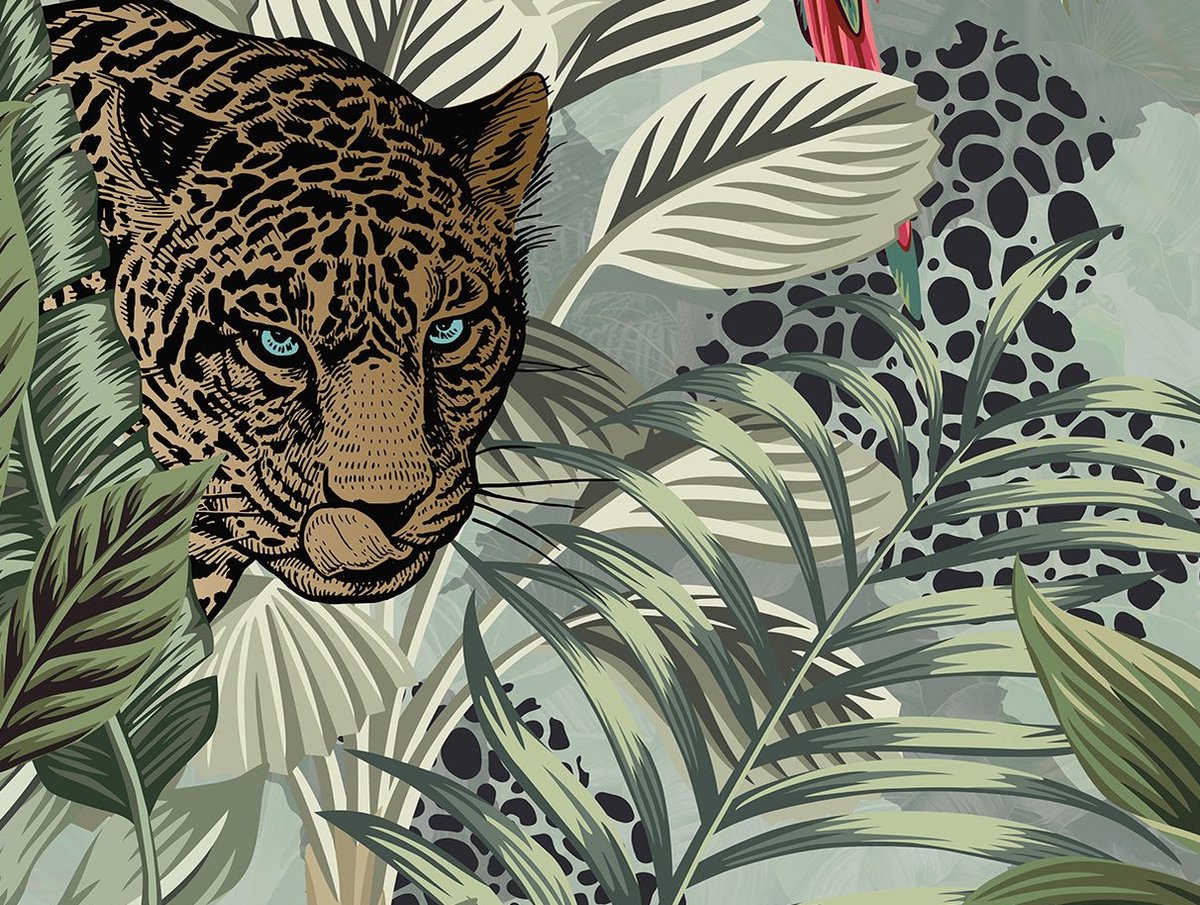 Dekbedovertrek Jungle getekend (Maat: 140 x 200 cm / 70 x 60 cm (1-persoons)) | Jungle getekend | Studio Dinkie