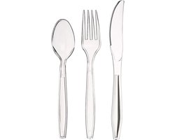 Herbruikbare messen – LET OP ALLEEN messen – messen transparant 19 cm – bestek – Stevig en Herbruikbaar – BPA Vrij – Vaatwasbestendig – Reusable -Transparant – 100 stuks