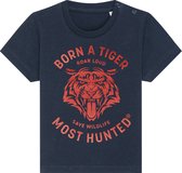 Most Hunted - baby t-shirt - tijger - navy - glanzend rood - maat 24-36 maanden