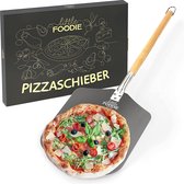 Premium pizzaschep - professionele pizzaschep 30,5 x 30,5 cm - het ultieme pizza-accessoire - aluminium pizzaschep - lang houten handvat