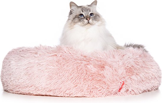 Snoozle Kattenmand - Zacht en Luxe Poezenmand - Kattenmandje rond - Wasbaar  - 70cm - Roze | bol.com