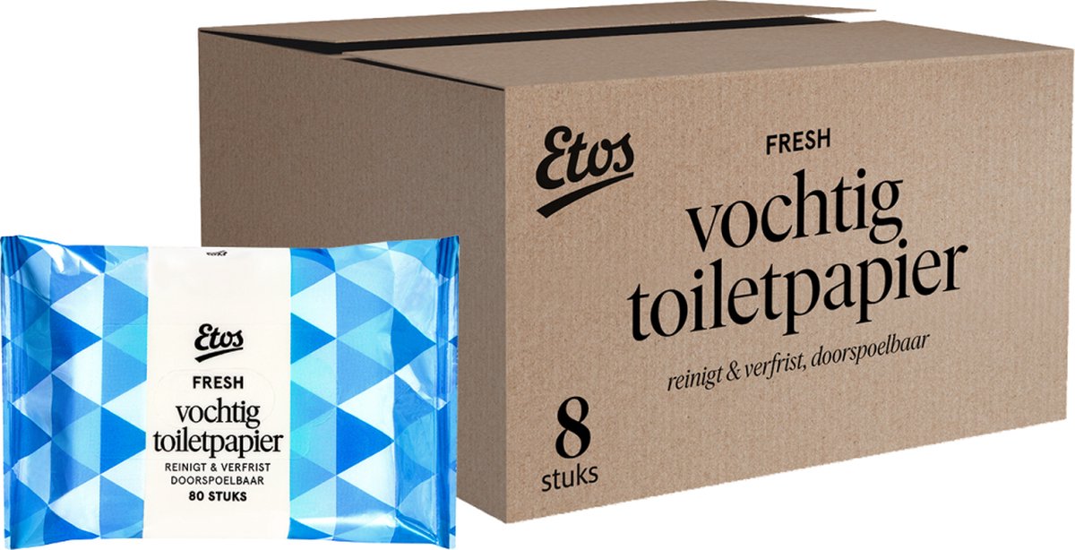 Etos Vochtig toiletpapier – Fresh – 640 stuks (8 x 80) - Megabox | bol.com