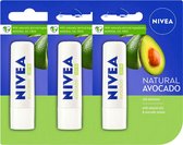 Nivea Natural Avocado Lippenbalsem - 3 x 5,5 ml Stick - Lipbalsem - Lipbalm - Lipverzorging - SPF 15 - Verrijkt met Avocado olie