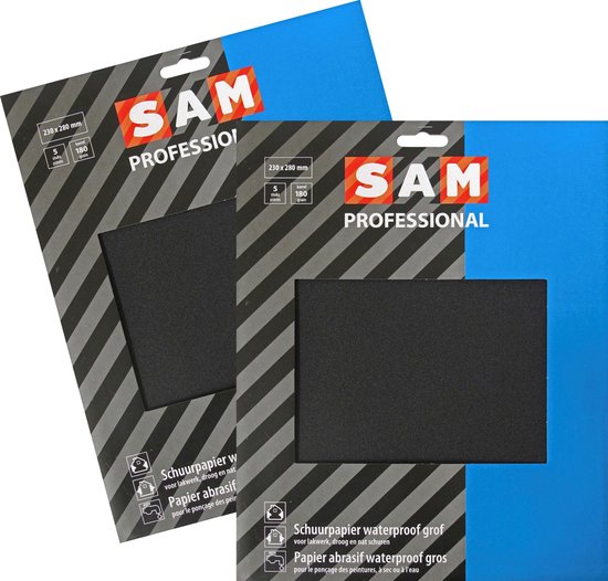 Papier de verre professionnel SAM - waterproof - grain 180 - ponçage et  ponçage de