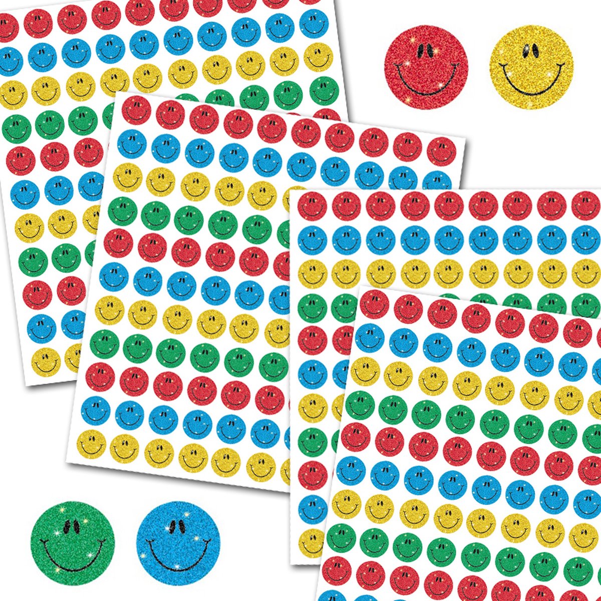 Glitter Smiley Stickervellen - 440 Beloningsstickers voor Kinderen - Smileys met Glitters - Emoticon Stickers - Beloningsstickers Smileys - Glitterstickers - Knutselen Kinderen - Knutselen Meisjes - Stickers voor Kinderen