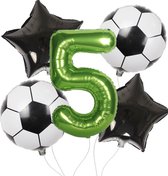 Décoration de Voetbal - 5 ans - Fête de Voetbal - Décoration Garçons - Ballons en aluminium - Set de 5 - Fans de Voetbal -
