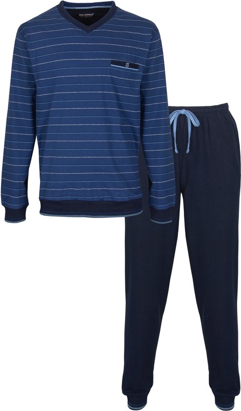 PHPYH2212A Paul Hopkins heren pyjama Blauw gestreept - Maten: