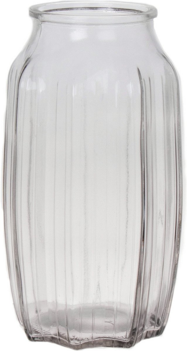Bellatio Design Bloemenvaas - helder transparant glas - 12 x 22 cm - vaas