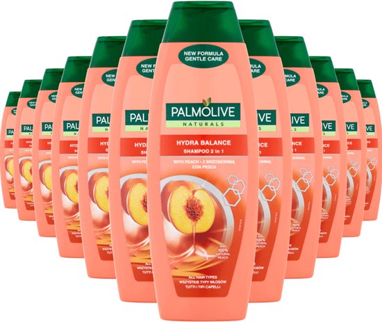 Palmolive Shampoo Naturals 2 In 1 Hydra Balance Perzik - 12x350ml - Voordeelverpakking