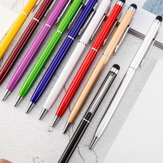 Stylus pen 2 in 1 - Inclusief balpen voor iPad - Samsung - Smartphone - Laptop - Universeel - Tablet - Touch Pen - Touchscreen Pen - Wit van EasyECOM — afbeelding 2