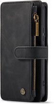 Samsung Galaxy A54 Bookcase hoesje - CaseMe - Effen Zwart - Kunstleer - Portemonnee met 10 Vakjes voor Pasjes en Ritsvak