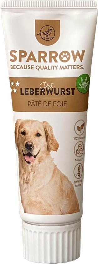 SPARROW Pet Leverworstpasta met CBD voor honden 75g