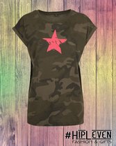 Shirt met camouflage print "Ster" | leger groen / S (36)