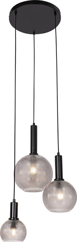 QAZQA chico - Design Hanglamp - 3 lichts - Ø 40 cm - Zwart - Woonkamer | Slaapkamer | Keuken