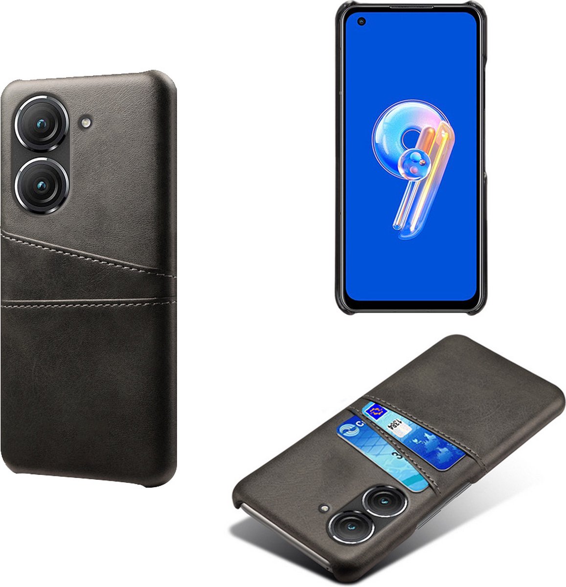 Back Cover met Opbergvakjes voor Asus Zenfone 9 / Zenfone 10 _ Zwart