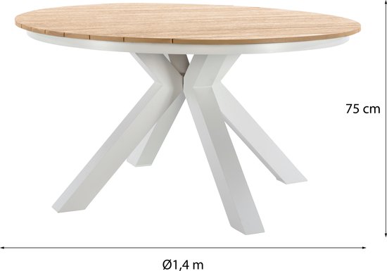NATERIAL - Table de jardin ronde SAN DIEGO - 4 à 6 personnes - Ø 140 x 75  cm -... | bol