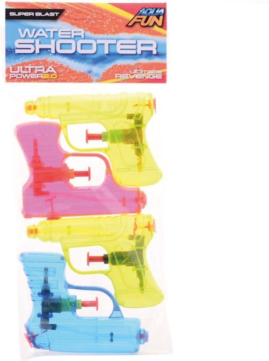 Waterpistool Aquafun - Waterspeelgoed - Waterpistooltjes - Jongens - Meisjes - Kunststof - multicolor - 4 stuks - Happy Shopper