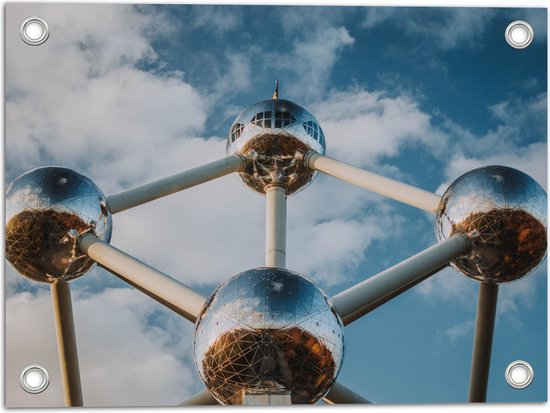 Tuinposter – Atomium in Brussel, België - 40x30 cm Foto op Tuinposter (wanddecoratie voor buiten en binnen)