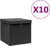 vidaXL - Opbergboxen - met - deksel - 10 - st - 28x28x28 - cm - zwart
