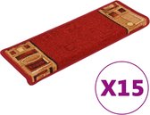 vidaXL Tapis d'escalier' vidaXL autocollants 15 pièces 65x25 cm Rouge VDXL_326206