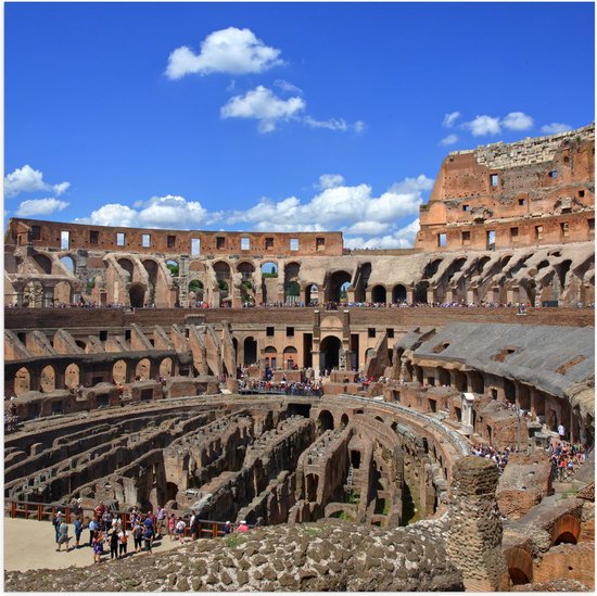 Poster Glanzend – Binnenkant van het Colesseum in Rome, Italië - 80x80 cm Foto op Posterpapier met Glanzende Afwerking