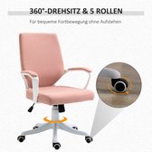 Vinsetto Chaise de bureau chaise pivotante réglable en hauteur rembourrage épais polyester beige + blanc 921-536