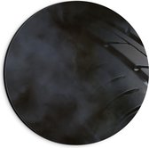 Dibond Muurcirkel - Rook bij Zwarte Banden - 20x20 cm Foto op Aluminium Muurcirkel (met ophangsysteem)
