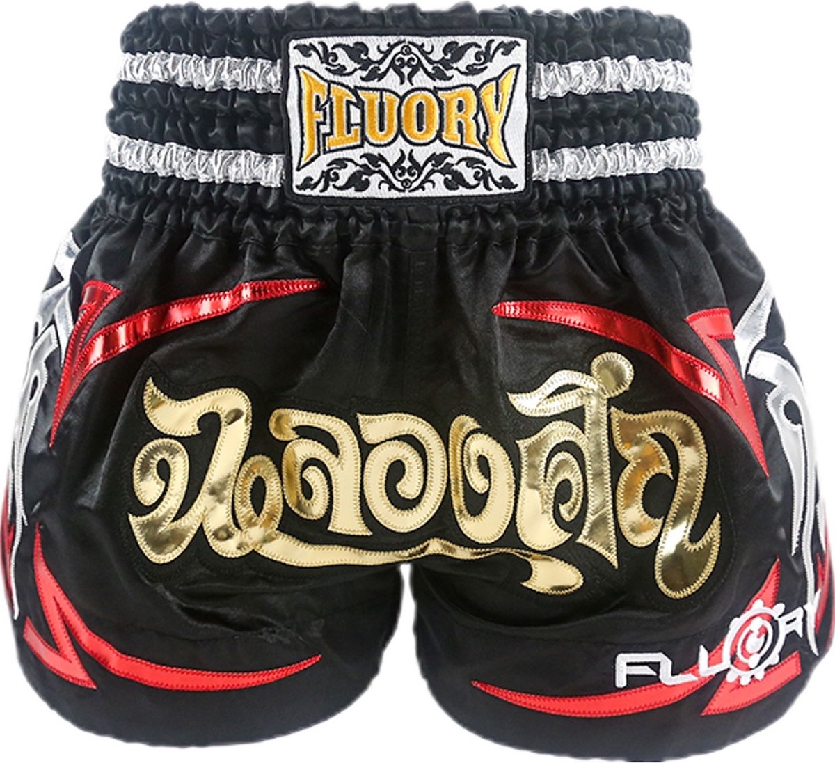 Fluory Muay Thai Short Kickboks Broek Zwart MTSF50 - L