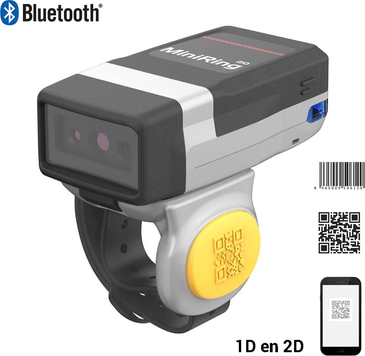 Generalscan GS R1521 - Bluetooth Barcode scanner - Ringscanner - 2D-barcodes - Handscanner