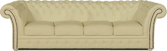 Chesterfield Bank Winfield Basic Leer | 4-zits | Vanille | 2 tot 4 weken levertijd