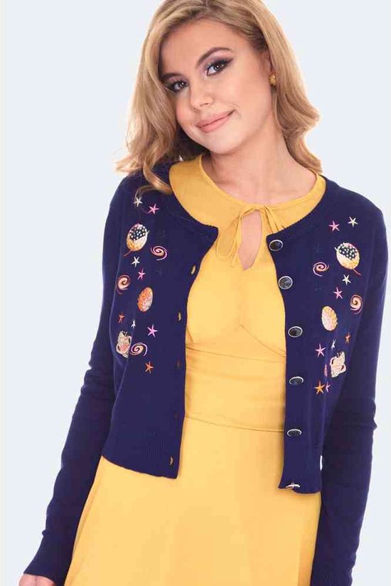 Voodoo Vixen Cardigan Space Chic Embroidered Blauw