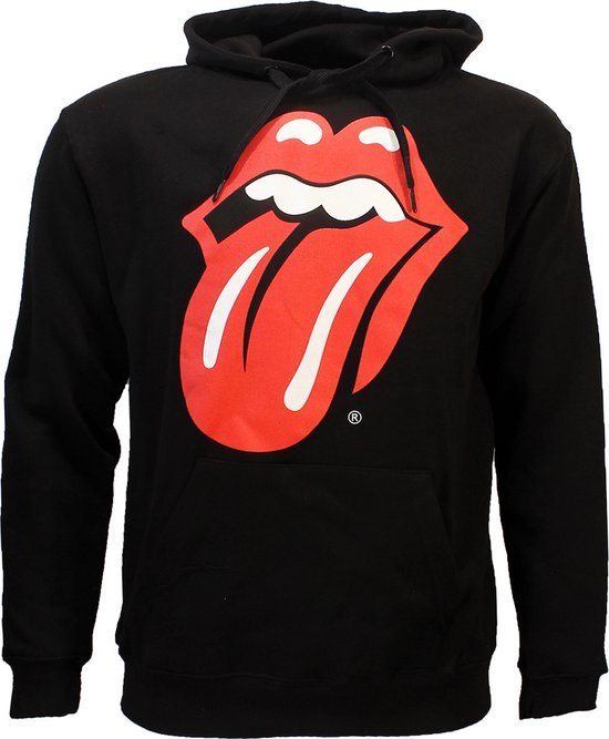 The Rolling Stones Tongue and Lips Logo Hoodie Sweater Trui Zwart - Officiële Merchandise