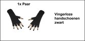 Paar vingerloze handschoen zwart Milano - Winterfeest Feest festival thema feest party optocht themafeest